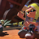 A Splatoon 3 character taking their shades off, presumably ready to ink up some turf.